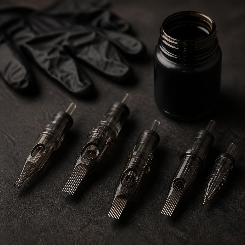 Moderne Galeriewand im INKED. Studio mit Tattoo-Kunstwerken